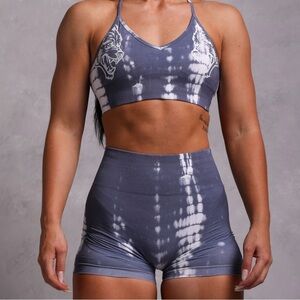 Darc Sport Women's Tie-Dye Athletic Shorts - grey and White